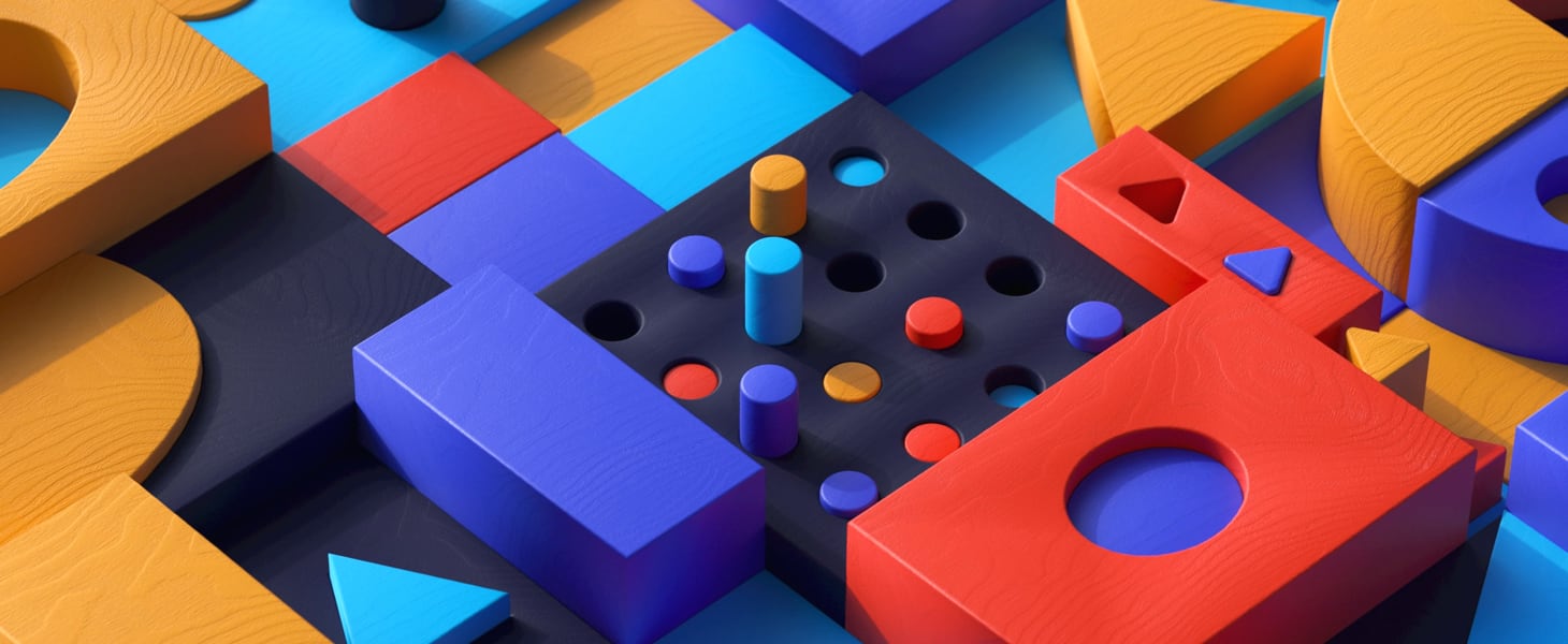 A few colored blocks with different shapes